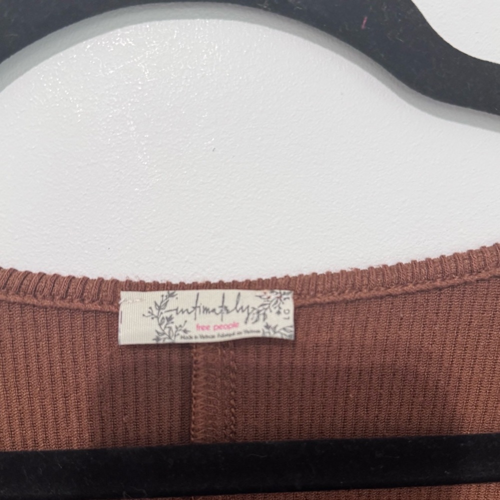 Free People Basic Layering Top Brown Thermal Henl… - image 4